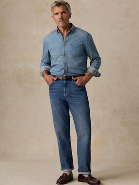Faherty Brand Slim Straight Denim, Elk Wash